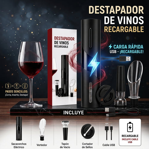 DESTAPADOR DE VINO ELECTRICO (RECARGABLE)