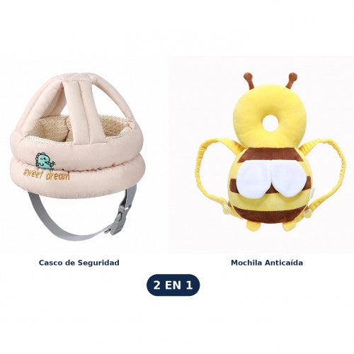 COMBO SEGURIDAD PARA BEBÉ CASCO + MOCHILA ANTICAÍDA (2 EN 1)