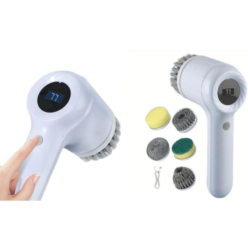 CEPILLO DE LIMPIEZA DE BAÑO 5 EN 1, FREGADOR ELÉCTRICO, PANTALLA LED, CEPILLO DE LIMPIEZA ELÉCTRICO MULTIFUNCIONAL