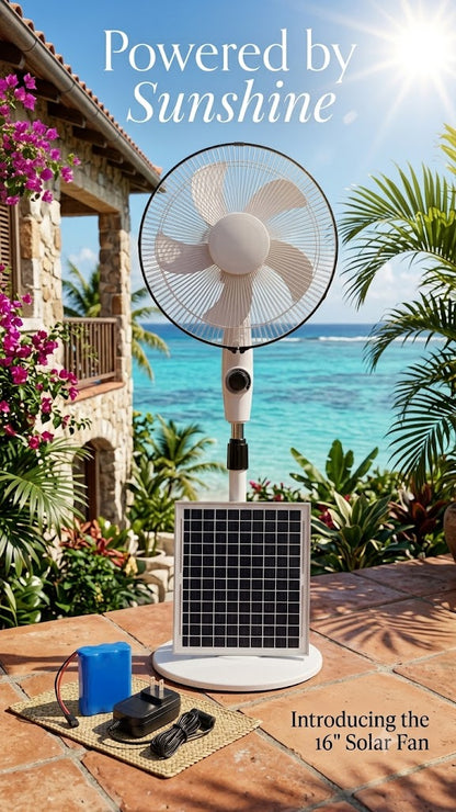 ABANICO SOLAR RECARGABLE  (16 PULGADAS)