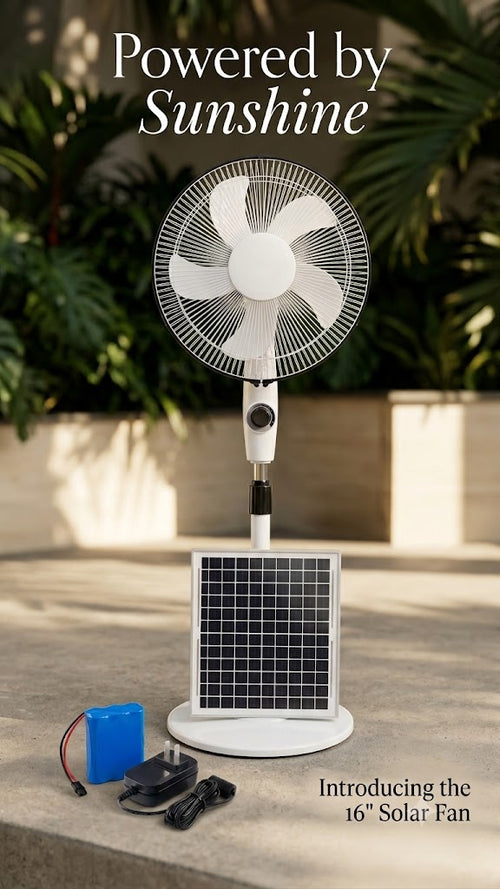 ABANICO SOLAR RECARGABLE  (16 PULGADAS)